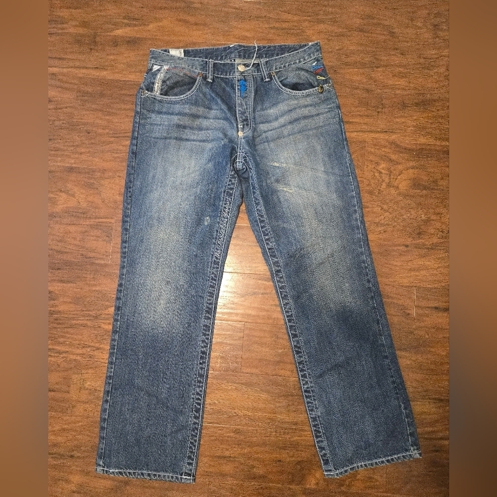 Parish The World Is Yours Jeans Mens Size 36x32 Designed Pockets Baggy Loose y2k - Picture 2 of 8